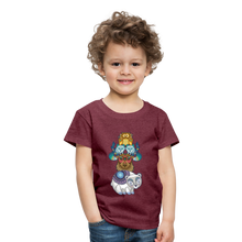 Lade das Bild in den Galerie-Viewer, Kinder Premium T-Shirt - Tiere mit Mustern - Bordeauxrot meliert
