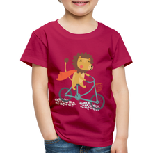 Lade das Bild in den Galerie-Viewer, Kinder Premium T-Shirt - Löwe auf dem Fahrrad - dunkles Pink
