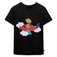 Lade das Bild in den Galerie-Viewer, Kinder Premium T-Shirt - Äffchen im Flugzeug - Schwarz
