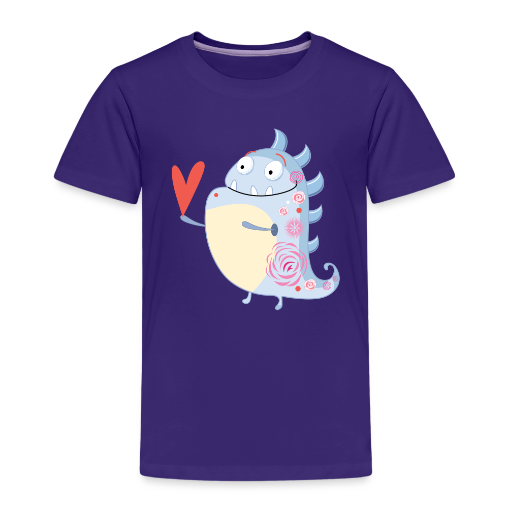 Kinder Premium T-Shirt - kleines Monster mit Herz - Lila