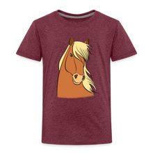 Lade das Bild in den Galerie-Viewer, Kinder Premium T-Shirt mit Pferdekopf - Bordeauxrot meliert
