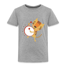 Lade das Bild in den Galerie-Viewer, Kinder Premium T-Shirt - Tiger mit Trommel - Grau meliert
