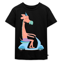 Lade das Bild in den Galerie-Viewer, Kinder Premium T-Shirt - Giraffe auf dem Roller - Schwarz
