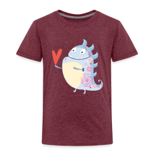 Lade das Bild in den Galerie-Viewer, Kinder Premium T-Shirt - kleines Monster mit Herz - Bordeauxrot meliert
