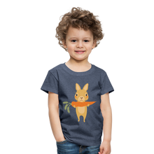 Lade das Bild in den Galerie-Viewer, Kinder Premium T-Shirt - Hase mit Möhre - Blau meliert
