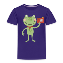 Lade das Bild in den Galerie-Viewer, Kinder Premium T-Shirt - Frosch mit Kamera - Lila
