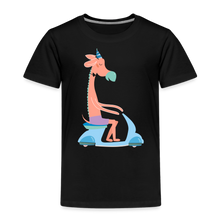Lade das Bild in den Galerie-Viewer, Kinder Premium T-Shirt - Giraffe auf dem Roller - Schwarz
