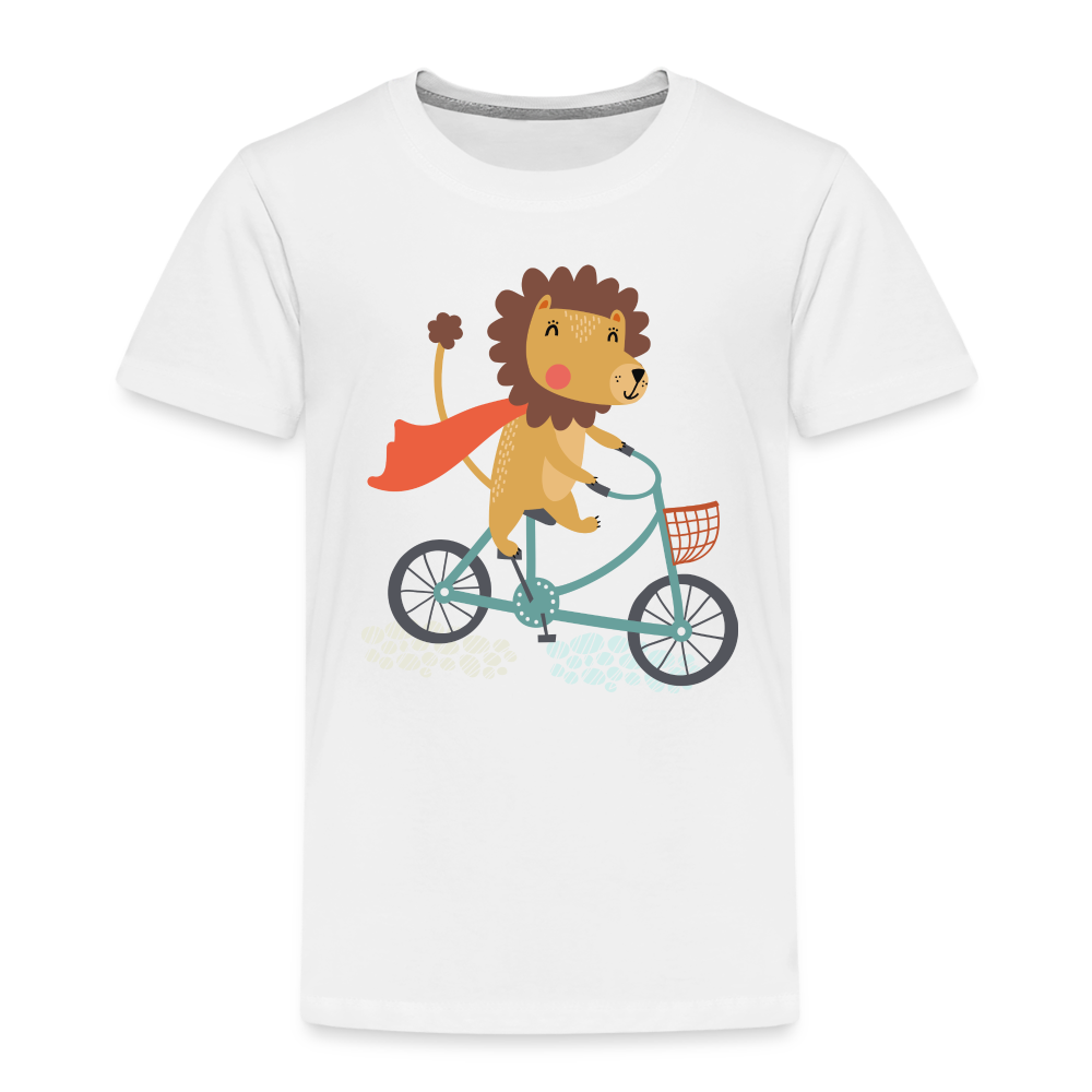 Kinder Premium T-Shirt - Löwe auf dem Fahrrad - Weiß