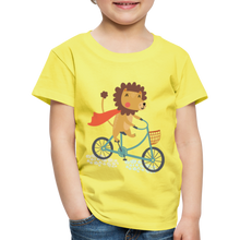 Lade das Bild in den Galerie-Viewer, Kinder Premium T-Shirt - Löwe auf dem Fahrrad - Gelb

