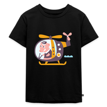 Lade das Bild in den Galerie-Viewer, Kinder Premium T-Shirt - Schwein im Hubschrauber - Schwarz
