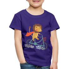 Lade das Bild in den Galerie-Viewer, Kinder Premium T-Shirt - Löwe auf dem Fahrrad - Lila
