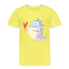 Lade das Bild in den Galerie-Viewer, Kinder Premium T-Shirt - kleines Monster mit Herz - Gelb
