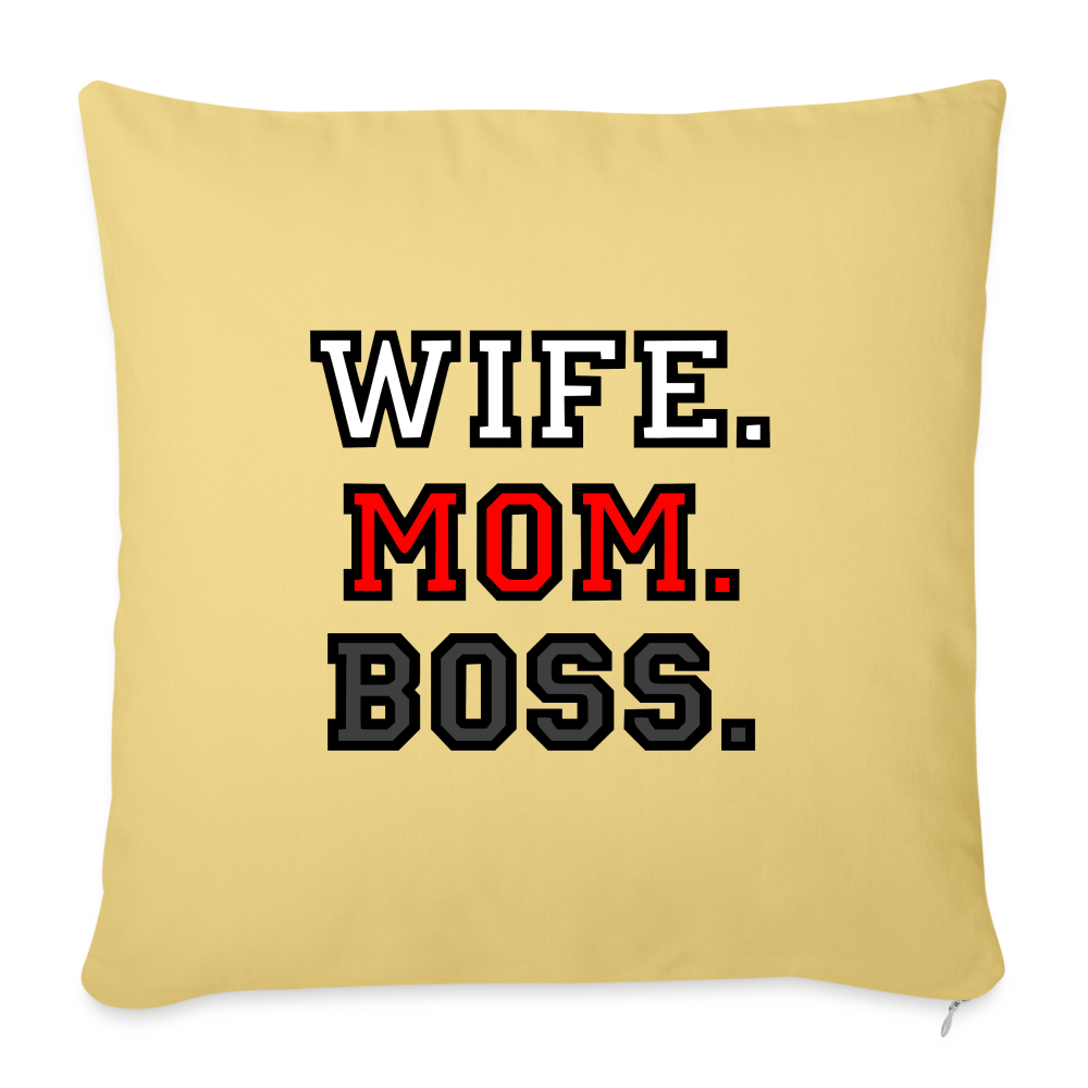 Kissen - Wife. Mom. Boss. - Hellgelb