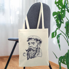 Lade das Bild in den Galerie-Viewer, Jutebeutel Vintage mit Männer-Portrait und Pfeife - Natur
