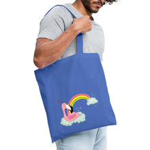 Lade das Bild in den Galerie-Viewer, Jutebeutel mit Flamingo und Regenbogen - Hellblau
