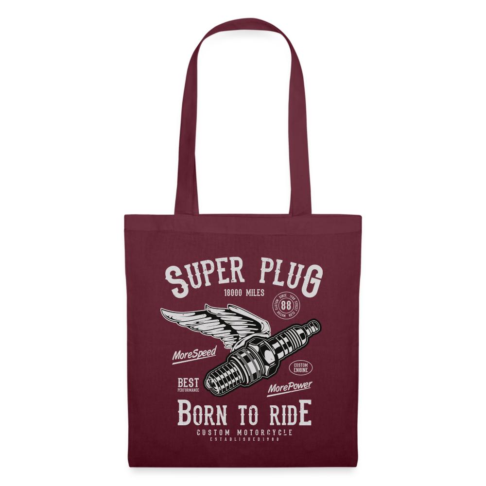 Stoffbeutel Vintage Super Plug Born to Ride - Burgunderrot