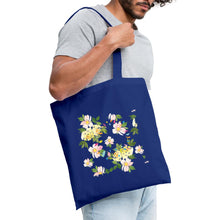 Lade das Bild in den Galerie-Viewer, Stoffbeutel mit Blumen - Royalblau
