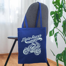 Lade das Bild in den Galerie-Viewer, Vintage Stoffbeutel Moto Racer - Royalblau
