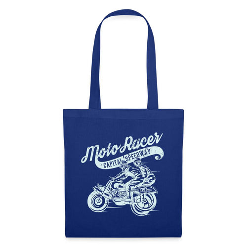 Vintage Stoffbeutel Moto Racer - Royalblau