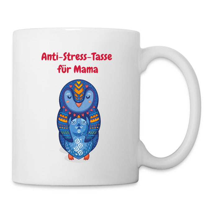 Anti-Stress-Tasse für Mama mit Pinguinen weiß - Weiß