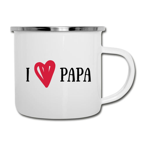 Emaille-Tasse - I love Papa - Weiß