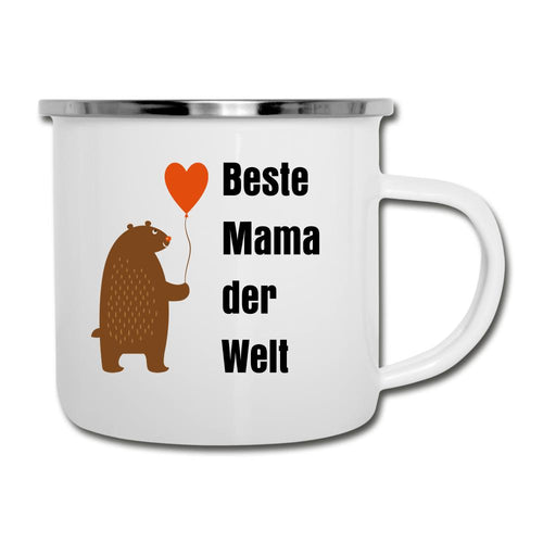 Emaille-Tasse - Muttertag - Beste Mama der Welt - Weiß