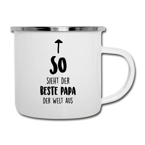 Emaille-Tasse - So sieht der beste Papa der Welt aus - Weiß