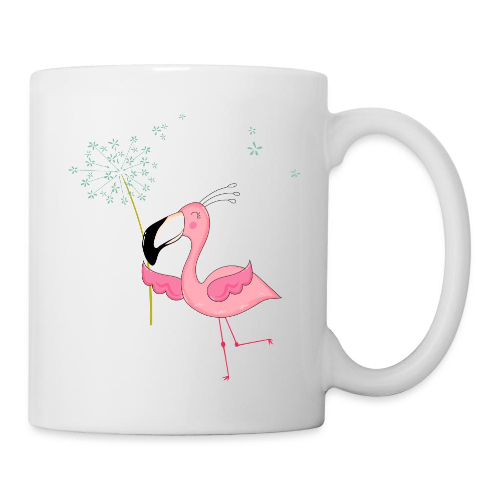 Flamingo Tasse mit Blumen - white
