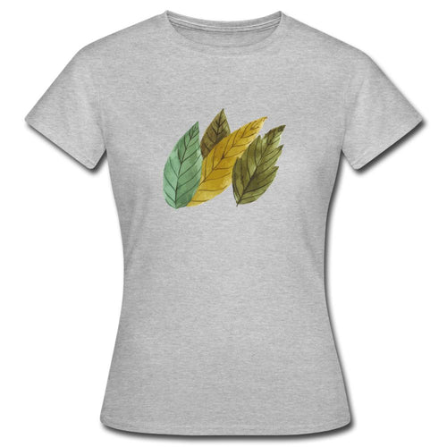 Frauen T-Shirt - Blätter - Grau meliert