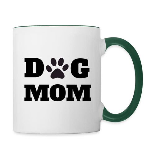 Kaffee-Tasse - DOG MOM - Weiß/Dunkelgrün