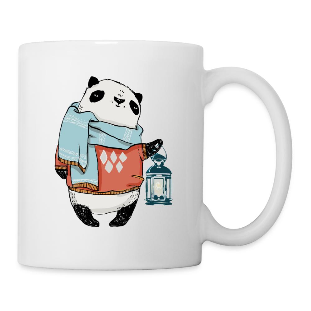 Kaffee-Tasse - Panda mit Schal und Lampe - white