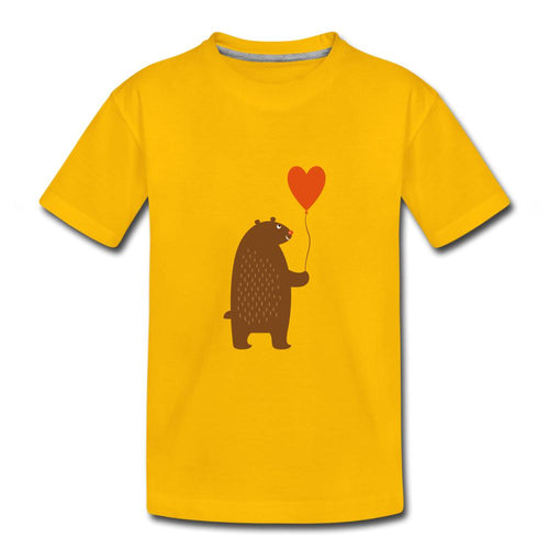 Kinder T-Shirt - Bär mit Herz Ballon - Sonnengelb