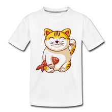 Lade das Bild in den Galerie-Viewer, Kinder T-Shirt - Katze mit Fisch - Weiß
