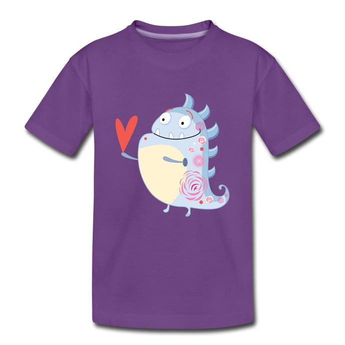 Kinder T-Shirt - kleines Monster mit Herz - Lila