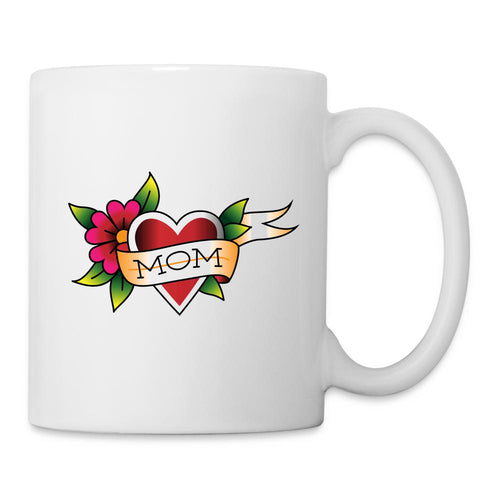 Mama Tasse mit Herz und Blume weiß - Weiß