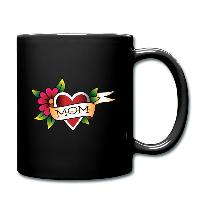 Mama Tasse mit Herz und Blume - Schwarz