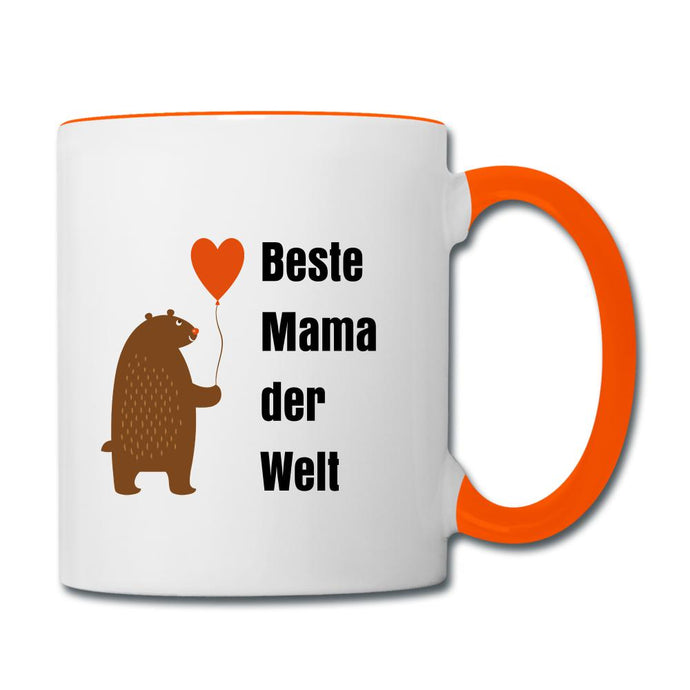 Mama Tasse - Muttertag  - Beste Mama der Welt - Weiß/Orange