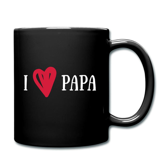 Papa Tasse schwarz - I love Papa mit Herz - Schwarz