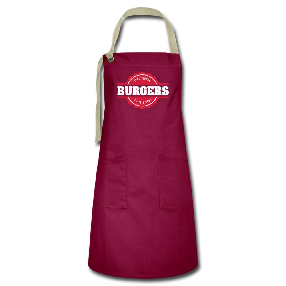 Kochschürze - Burger - Burgunderrot / Sandfarben