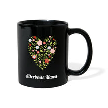 Lade das Bild in den Galerie-Viewer, Allerbeste Mama - Tasse mit Herz aus Blumen - Schwarz
