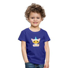 Lade das Bild in den Galerie-Viewer, Kinder T-Shirt - Katze als Einhorn verkleidet - Königsblau
