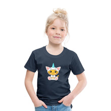 Lade das Bild in den Galerie-Viewer, Kinder T-Shirt - Katze als Einhorn verkleidet - Navy

