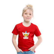 Lade das Bild in den Galerie-Viewer, Kinder T-Shirt - Katze als Einhorn verkleidet - Rot
