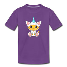 Lade das Bild in den Galerie-Viewer, Kinder T-Shirt - Katze als Einhorn verkleidet - Lila
