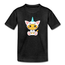 Lade das Bild in den Galerie-Viewer, Kinder T-Shirt - Katze als Einhorn verkleidet - Anthrazit
