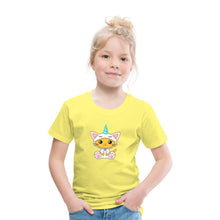 Lade das Bild in den Galerie-Viewer, Kinder T-Shirt - Katze als Einhorn verkleidet - Gelb
