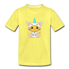 Lade das Bild in den Galerie-Viewer, Kinder T-Shirt - Katze als Einhorn verkleidet - Gelb
