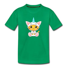 Lade das Bild in den Galerie-Viewer, Kinder T-Shirt - Katze als Einhorn verkleidet - Kelly Green

