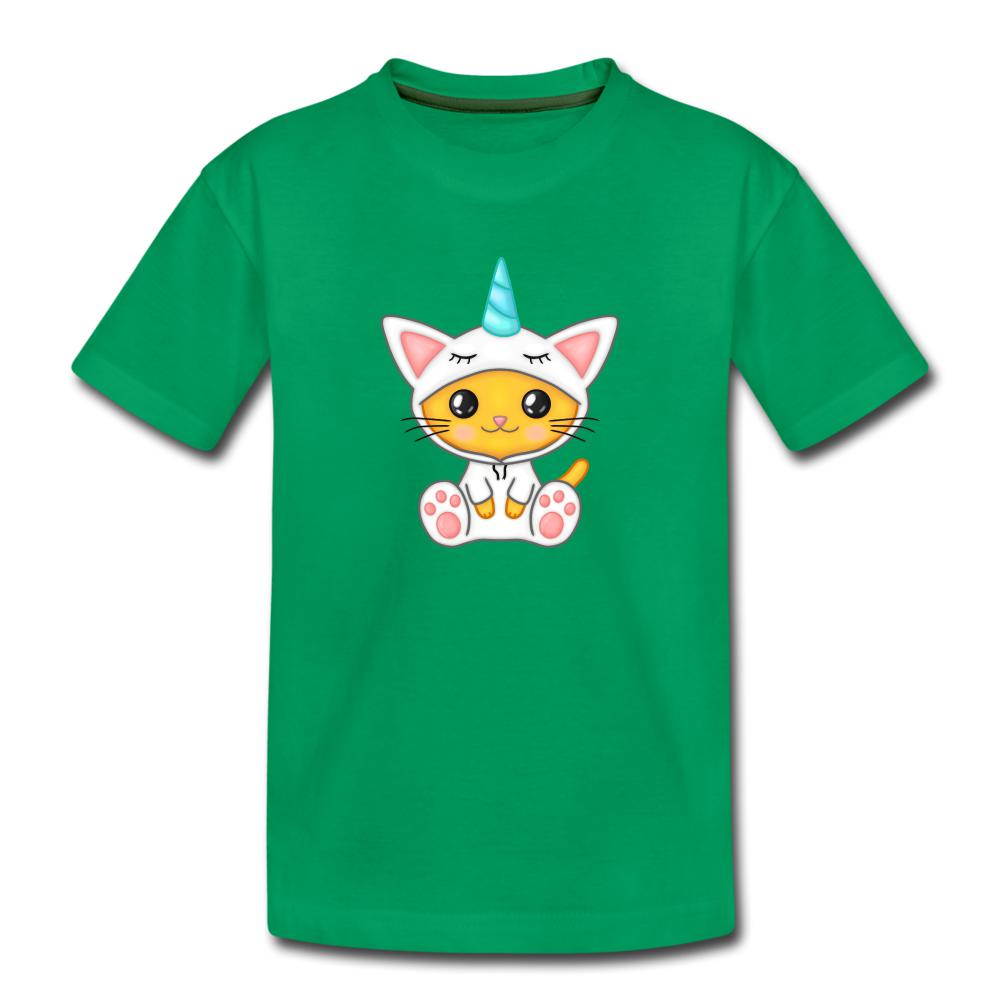 Kinder T-Shirt - Katze als Einhorn verkleidet - Kelly Green