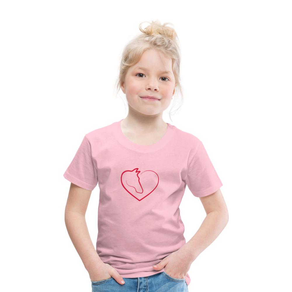 Kinder T-Shirt mit Pferd und Herz - Hellrosa